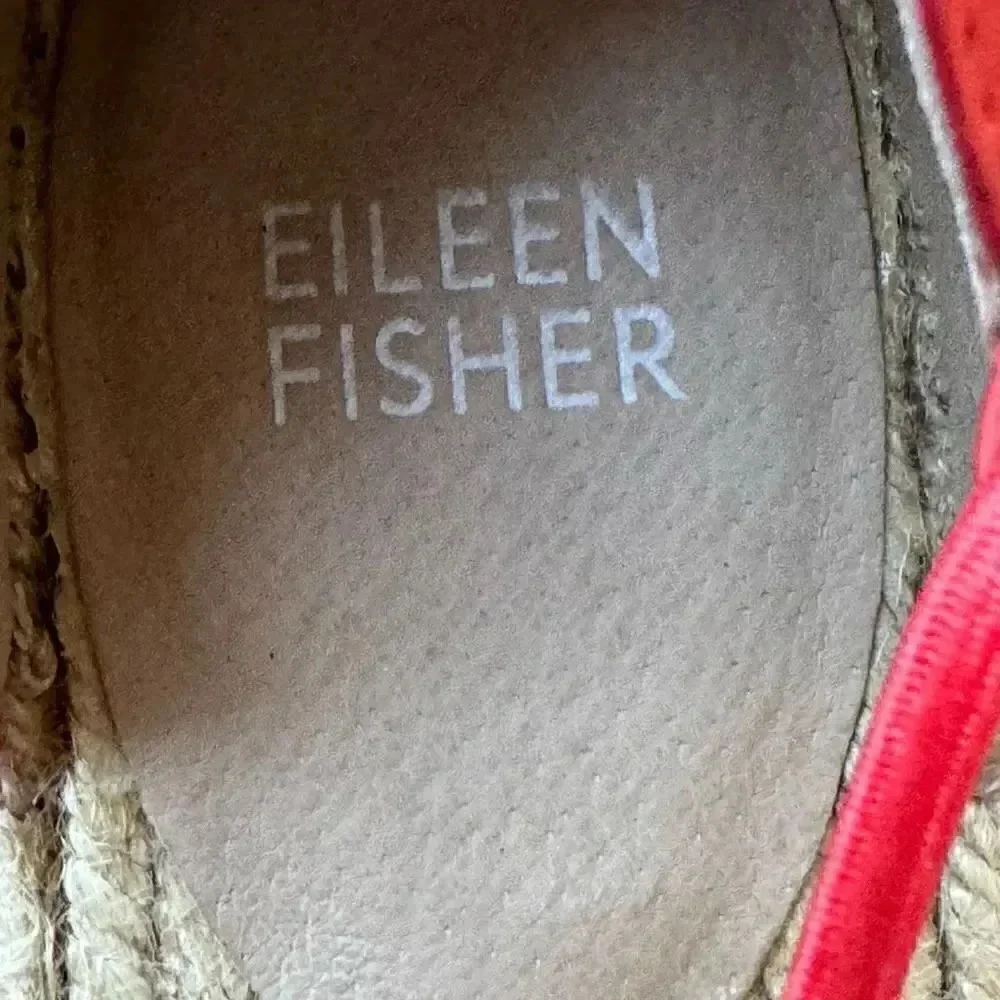 Eileen FisherLEE Orange Ref Nubuck Leather D'Orsay Espadrilles Flats Size 8